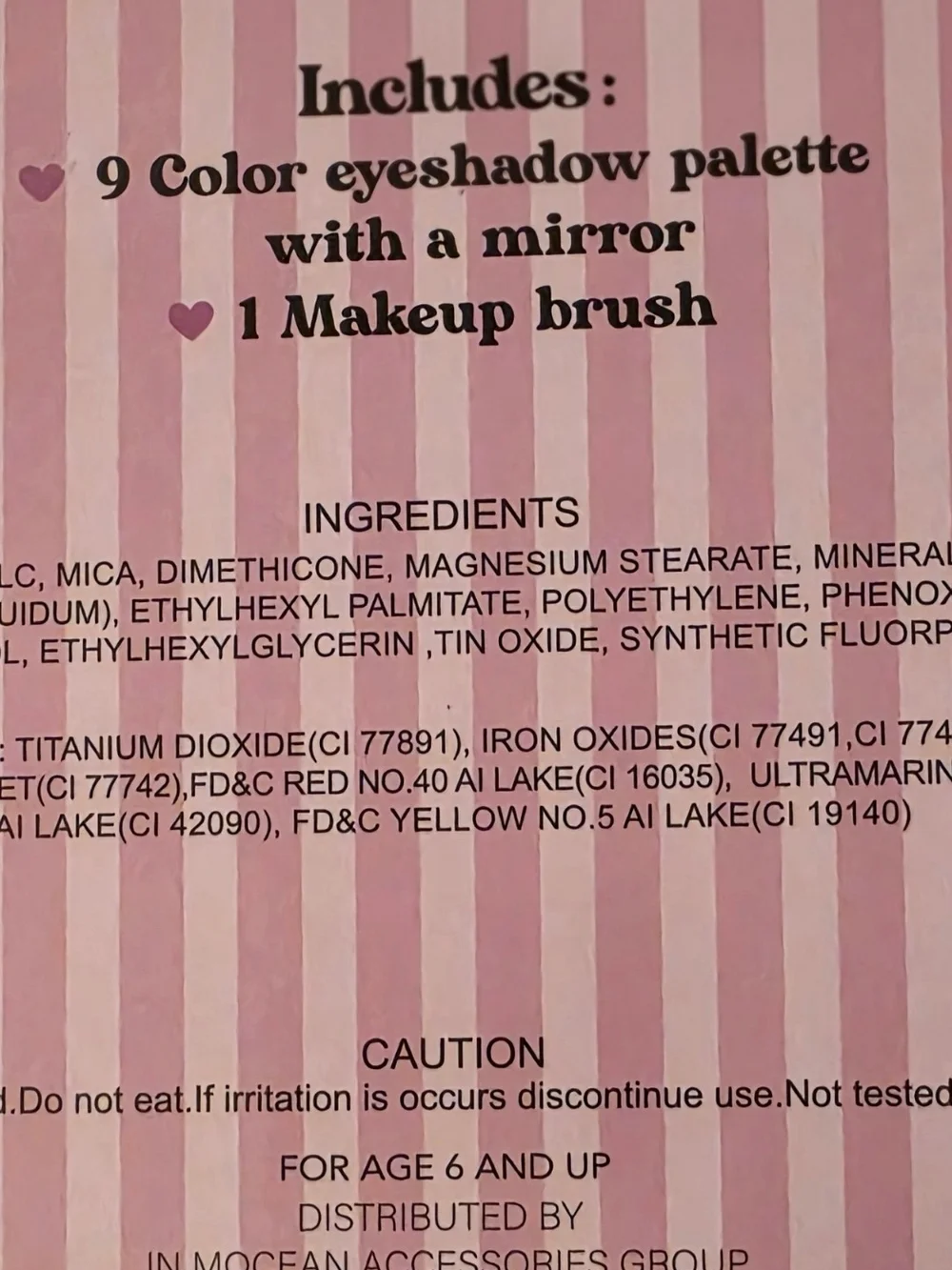 NWT Sweet Pastel Pink Gold 9-Color Palette Eyeshadow Heart Mirror SZ 4.5